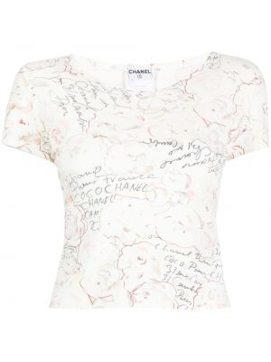 T-shirt avec manches courtes Chanel Pre-owned blanc