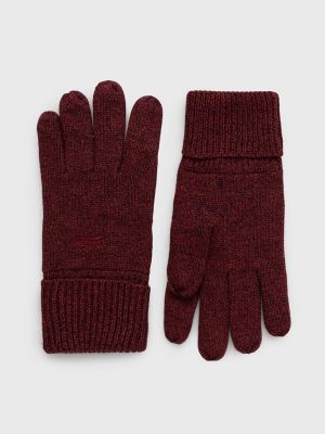 Bordowe rękawiczki bawełniane Superdry