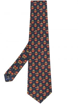 Копринена вратовръзка с принт Ferragamo Pre-owned синьо