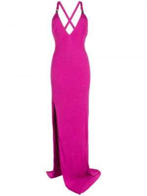 Dlouhé šaty s výstřihem do v Tom Ford růžové
