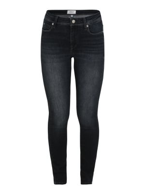 Bavlnené skinny fit džínsy s vysokým pásom na zips Only Petite - čierna