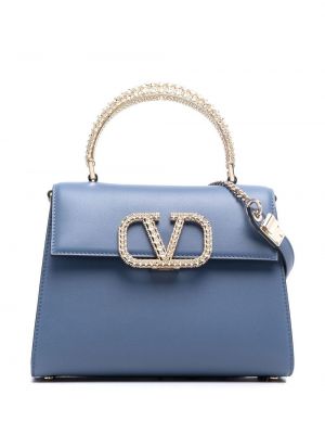 Кожени шопинг чанта с кристали Valentino Garavani
