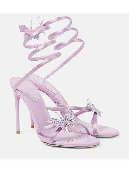 Satenske sandale s mašnom Rene Caovilla ružičasta