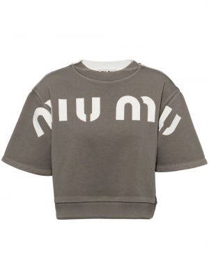 T-shirt con stampa Miu Miu grigio