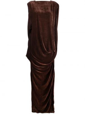 Jedwabne sukienka długa bez rękawów Rick Owens - brązowy