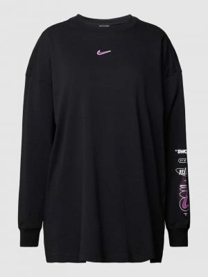 Czarna bluzka z nadrukiem z długim rękawem oversize Nike