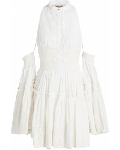Бавовняне плаття міні Roberto Cavalli, біле