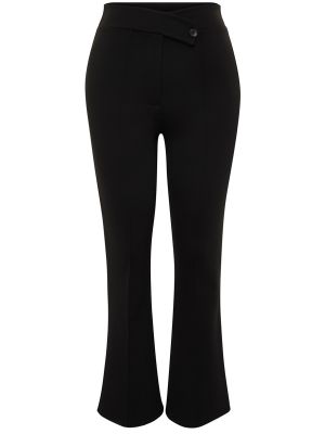 Асиметрични плетени панталон Trendyol черно
