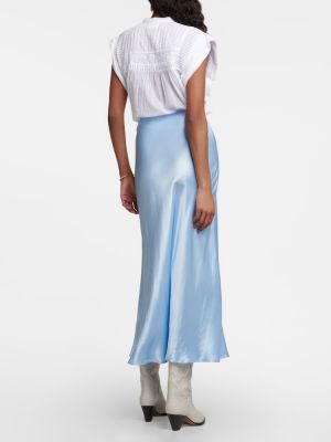Falda midi de raso Rixo azul