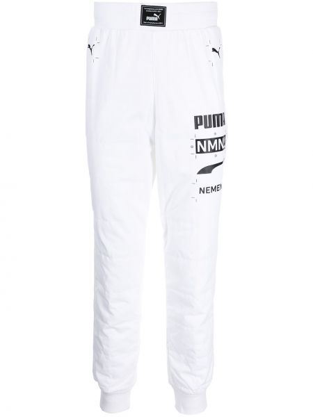 Pantalones rectos con estampado Puma blanco