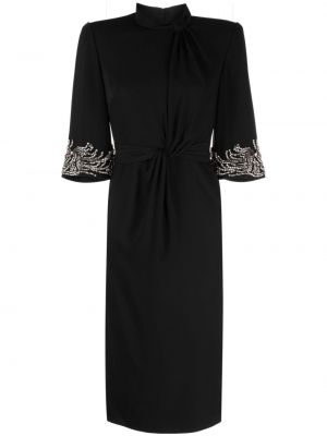 Sukienka midi z kryształkami Jenny Packham czarna