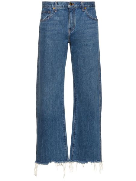 Bomull straight jeans Khaite blå