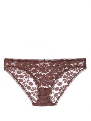 Pantalon culotte à fleurs en dentelle Eres marron