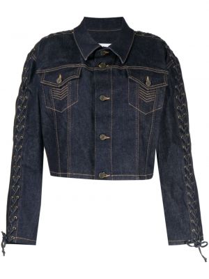 Čipkovaná šnurovacia džínsová bunda Jean Paul Gaultier modrá