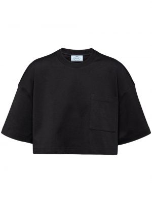 Βαμβακερή μπλούζα Prada μαύρο