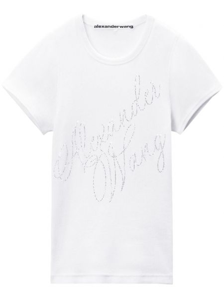 T-shirt en coton à imprimé Alexander Wang blanc