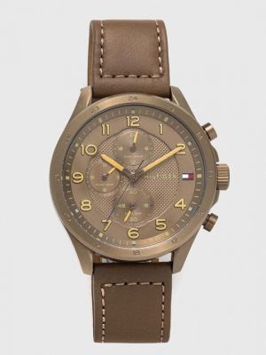 Часы с кожаным ремешком Tommy Hilfiger коричневые
