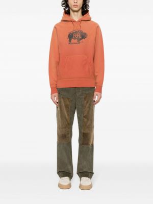 Kapučdžemperis ar apdruku Ralph Lauren Rrl oranžs