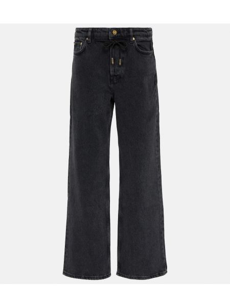 Прямые джинсы с высокой талией Ganni черные