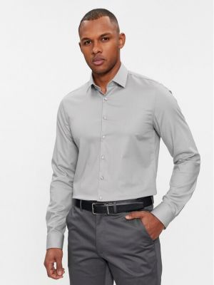 Slim fit priliehavá košeľa Calvin Klein sivá