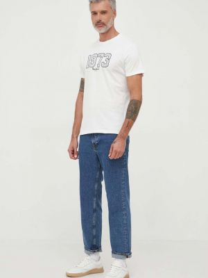 Тениска с дълъг ръкав с принт Pepe Jeans бежово