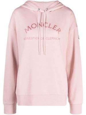Pamučna hoodie s kapuljačom Moncler ružičasta