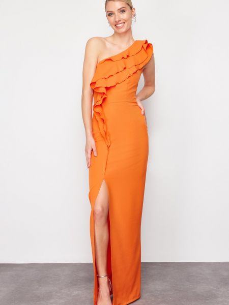 Βραδινό φόρεμα με βολάν Trendyol πορτοκαλί