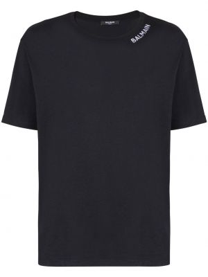 Βαμβακερή μπλούζα με κέντημα Balmain μαύρο