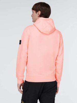 Pamučna hoodie s kapuljačom od flisa Stone Island ružičasta