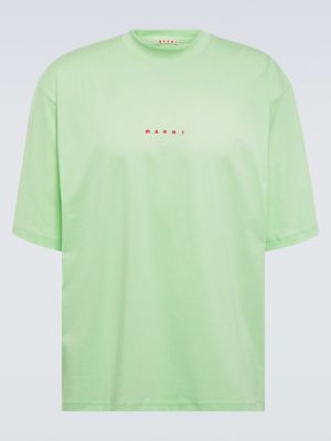 Bavlněné tričko jersey Marni zelené