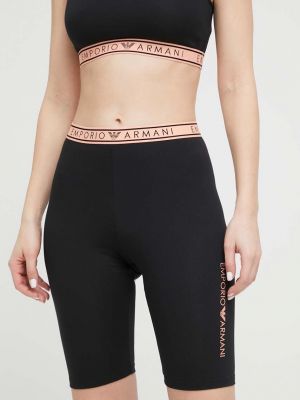 Emporio Armani Underwear pantaloni scurti femei, culoarea negru, cu imprimeu, high waist