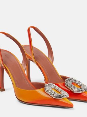 Pantofi cu toc slingback Amina Muaddi portocaliu