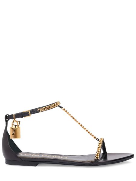 Sandalias de cuero Tom Ford negro