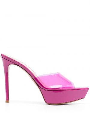 Papuci tip mules cu platformă Gianvito Rossi roz
