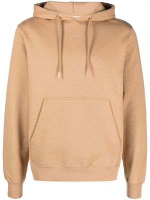 Pamučna hoodie s kapuljačom s vezom Sandro smeđa