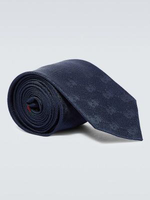 Jedwabny krawat żakardowy Gucci niebieski