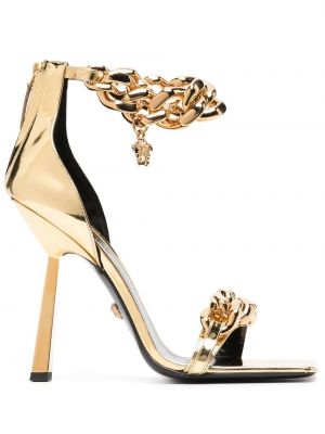 Sandale din piele cu toc cu toc înalt Versace - auriu