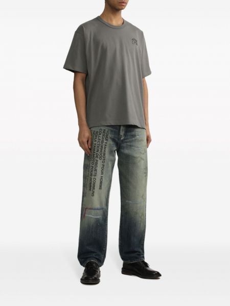Proste jeansy z nadrukiem Yohji Yamamoto niebieskie