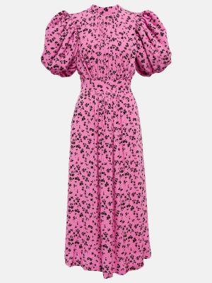 Žakárové midi šaty s potiskem Rotate Birger Christensen růžové