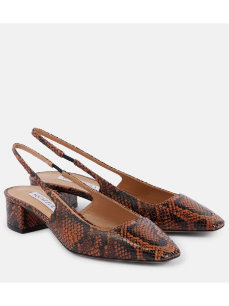 Slangemønster slingback lær pumps Aquazzura brun