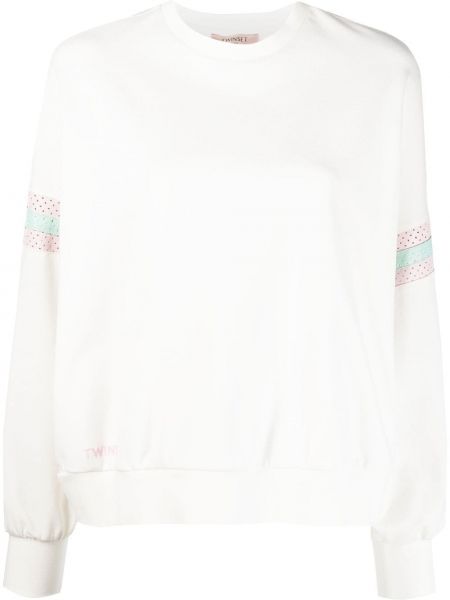 Rund hals stripete sweatshirt Twinset hvit