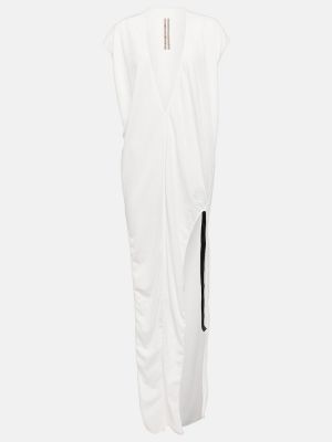 Bavlněné dlouhé šaty jersey Rick Owens bílé