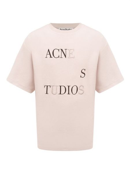 Хлопковая футболка Acne Studios розовая