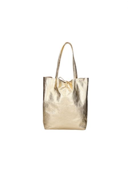 Кожаная сумка на молнии с карманами Gave Lux желтая