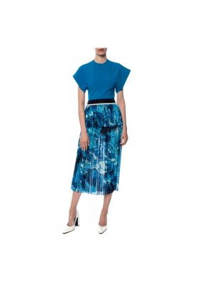 Falda midi con estampado plisada Victoria Beckham azul