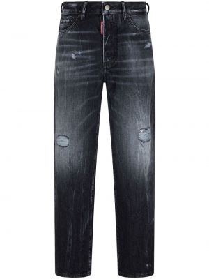 Roztrhané džínsy s rovným strihom Dsquared2 čierna