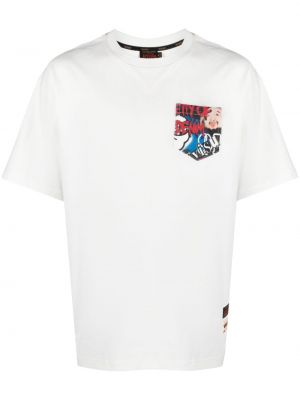 Βαμβακερή μπλούζα με σχέδιο Evisu λευκό