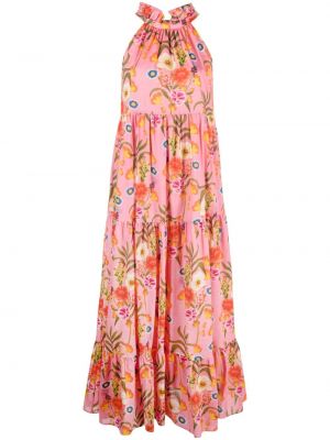 Φλοράλ βαμβακερή μάξι φόρεμα με σχέδιο Borgo De Nor ροζ