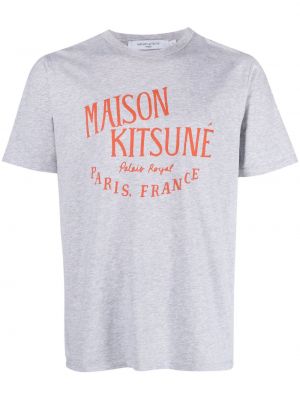 Βαμβακερή μπλούζα με σχέδιο Maison Kitsuné γκρι