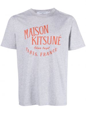 Bavlněné tričko s potiskem Maison Kitsuné šedé